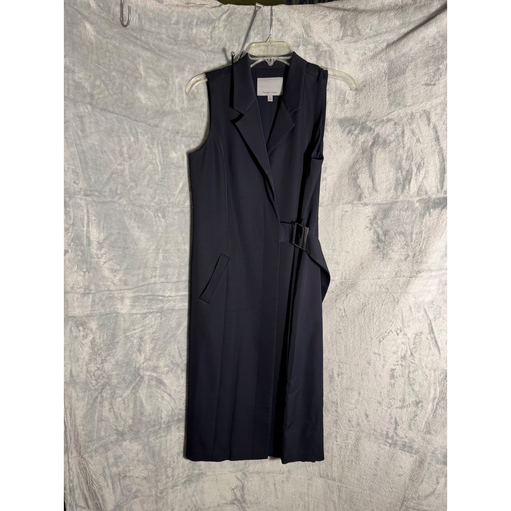 Classiques Entier Navy Blue Sleeveless Trench Dress Side Buckle Size 10
